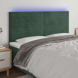 VidaXL LED-es Bársony Fejtámla - Sötétzöld - 160cm