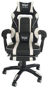 BipiLine Gamer Szék - Standard - Fekete/Fehér - Lábtartóval