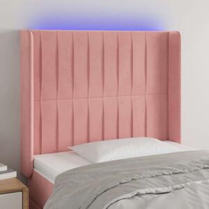 Bársony LED Fejtámla - Rózsaszín - 93x16x118/128cm
