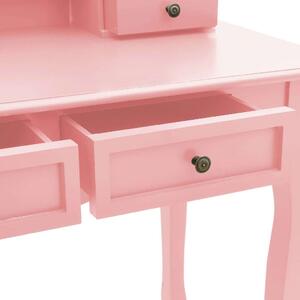 Rózsaszín császárfa fésülködőasztal-szett ülőkével 100x40x146cm