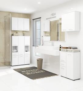 Bipiline fürdőszobai mosógép szekrény, fehér, 64x180x30