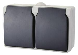 AQUATOP 9872H falon kívüli dugalj, 2 db aljzat, 16 A, IP54, szürke