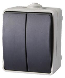 AQUATOP 9875H falon kívüli csillárkapcsoló, 2 billenő, 10 A, IP54, szürke