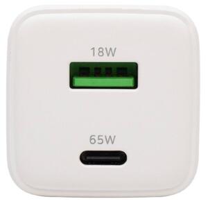 HOME SA65PPS USB hálózati szupergyors töltő, 65Watt, 2in1: USB-A + USB-C aljzat, QC + PD + PPS gyorstöltés, GaN technológia
