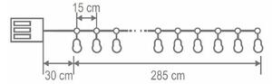 HOME MLC20B LED-es gömb fényfüzér, 20 melegfehér LED, elemes, ~3m hossz, átlátszó vezeték, fa + műanyag