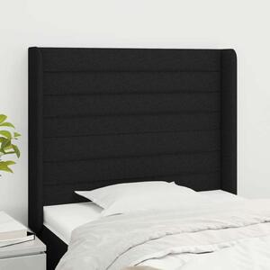 Fekete Szövet Fejtámla Szárnyakkal - 103x16x118/128cm
