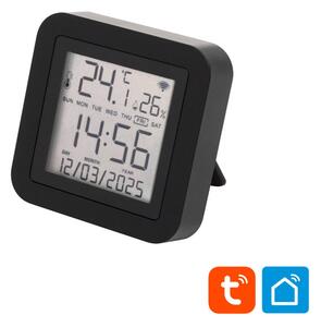 HOME HSTHR távirányító, hő- és páratartalom mérő, óra, LCD kijelző, Smart Life, Tuya Smart, okos otthon, telefonos értesítés, automatizálás, eszközvezérlés, riasztás, USB tápellátás