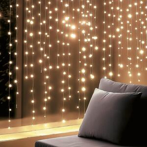 HOME KIN210DWW DOT LED-es fényfüggöny, 210db melegfehér DOT LED, 1,5m hosszú, állófényű, adapteres tápellátás, beltéri kivitel