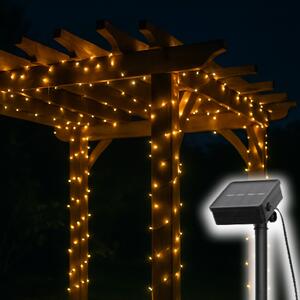 HOME SLC100WW napelemes fényfüzér, 100db melegfehér LED, 7m hosszúság, zöld vezeték, kültéri kivitel