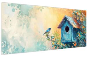 Kép - Madárház, akvarell (120x50 cm)