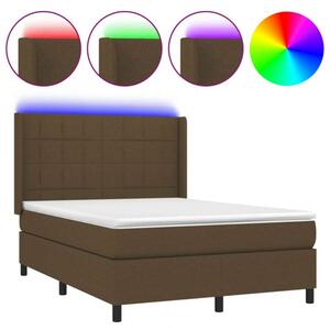 VidaXL barna szövet rugós és LED-es ágy matraccal 140x200 cm