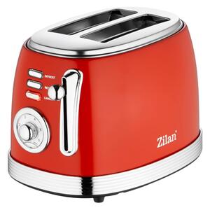 Zilan ZLN7040 retró kenyérpirító, 850 W, 6 fokozat, 2 szeletes, STOP funkció, piros
