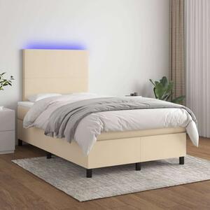 VidaXL Ágy - Krémszínű LED-es - 120x200 cm