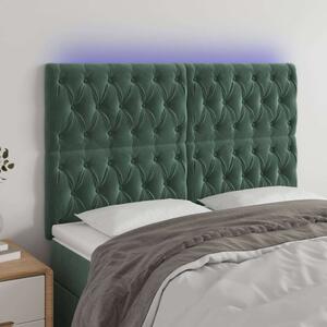 VidaXL sötétzöld bársony LED-es fejtámla 160x7x118/128 cm