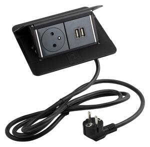 LEGRAND Pop-up v2, 1x elektromos dugaszoló aljzat 230V, 2x USB konnektor, fekete