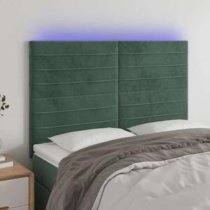 VidaXL Ágyfejtámla - Sötétzöld Bársony LED - 144cm