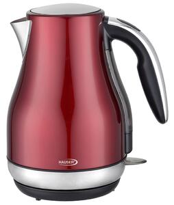 HAUSER JK-903R vízforraló, 2000 W, 1,7 liter, forgatható talp, rejtett fűtőszál, fém burkolat, piros színű