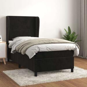 VidaXL fekete bársony rugós ágy matraccal 90x190 cm