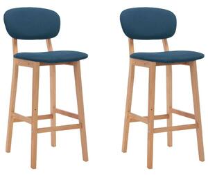 VidaXL Két Kék Szövet Bárszék - Bükkfa - 92cm