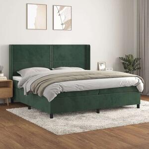 VidaXL sötétzöld bársony rugós ágy matraccal 200x200 cm