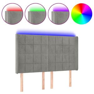 Bársony LED Fejtámla - Világosszürke - 147x16x118/128cm