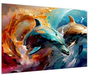 Kép - Delfin festmény (90x60 cm)