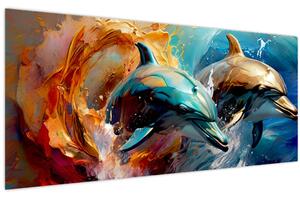 Kép - Delfin festmény (120x50 cm)