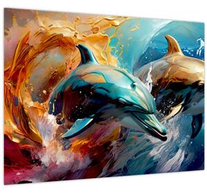 Kép - Delfin festmény (70x50 cm)
