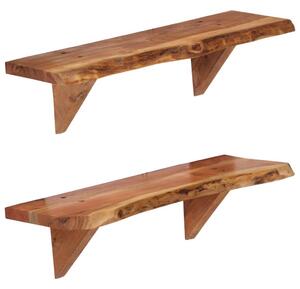 2 db tömör akácfa fali polc 60x20x18 cm