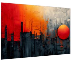 Kép - Absztrakt festmény a városról (90x60 cm)