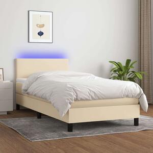 VidaXL Krémszínű Ágy - Rugós, LED-es - 80x200 cm