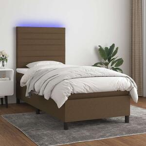 VidaXL barna szövet rugós és LED-es ágy matraccal 100x200 cm