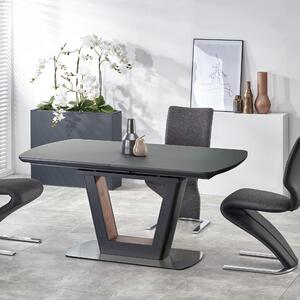 Kihúzható Asztal, MDF és Üveg Bilotti Antracit / Dió, H160-200xSz90xM76 cm