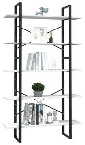 VidaXL 5 Polcos Könyvespolc - Fehér Fenyőfa - 100x30x175cm