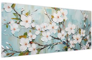 Kép - Festés, virágzó faágak (120x50 cm)