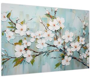 Kép - Festés, virágzó faágak (90x60 cm)