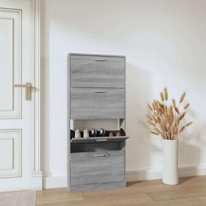 VidaXL Cipősszekrény - 4 Fiókos - Sonoma Szürke - 59x17x150 cm