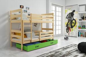 Gyerek emeletes ágy ERYK 200x90 cm Zöld Fenyő