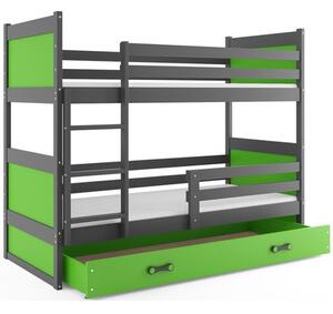 Gyerek emeletes ágy RICO 200x90 cm Szürke Zöld