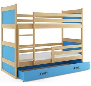 Gyerek emeletes ágy RICO 200x90 cm Fenyő Kék