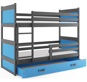Gyerek emeletes ágy RICO 200x90 cm Szürke Kék