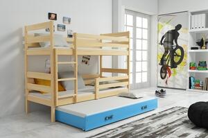 Gyerek emeletes ágy kihúzható ággyal ERYK 200x90 cm Kék Fenyő