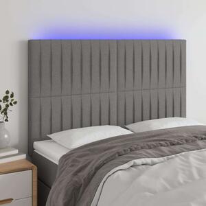 VidaXL sötétszürke szövet LED-es fejtámla 144x5x118/128 cm