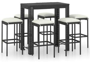 VidaXL Kerti Bárszett - 7 részes - Fekete Polyrattan