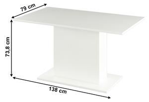 KONDELA Étkezőasztal, fehér, 138x79 cm, OLYMPA