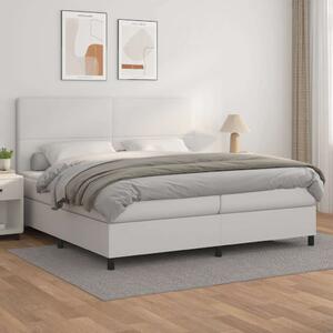 VidaXL fehér műbőr rugós ágy matraccal 200 x 200 cm
