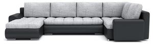 TOKIO U alakú kinyitható kanapé Világosszürke / fekete ökobőr Jobb