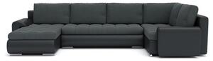 TOKIO U alakú kinyitható kanapé Szürke / fekete ökobőr Jobb