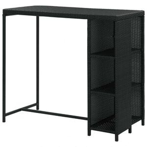 VidaXL Polyrattan Bárasztal Tárolóval - Fekete - 120x60x110 cm