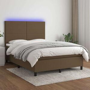VidaXL barna szövet rugós és LED-es ágy matraccal 140x200 cm